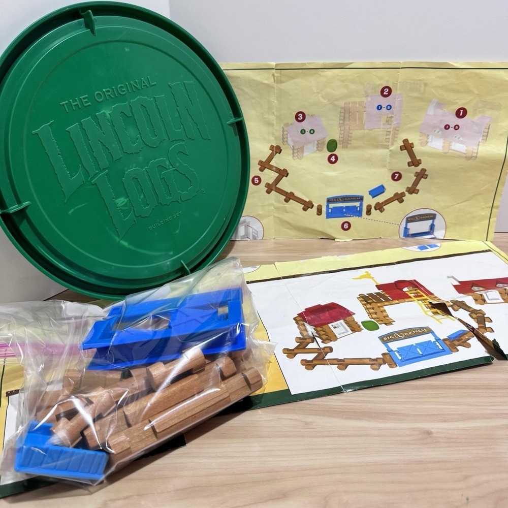 Lincoln Logs Big L Ranch Wood 150 Pieces w/Canister & Instructions Missing 2 PC - Picture 8 of 13